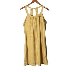 prAna Women Large Yellow Heathered Racerback Active Dress Built-in Shelf Bra